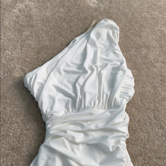 Women’s White Pencil Off Shoulder Mini Dress - Picture 5 of 6